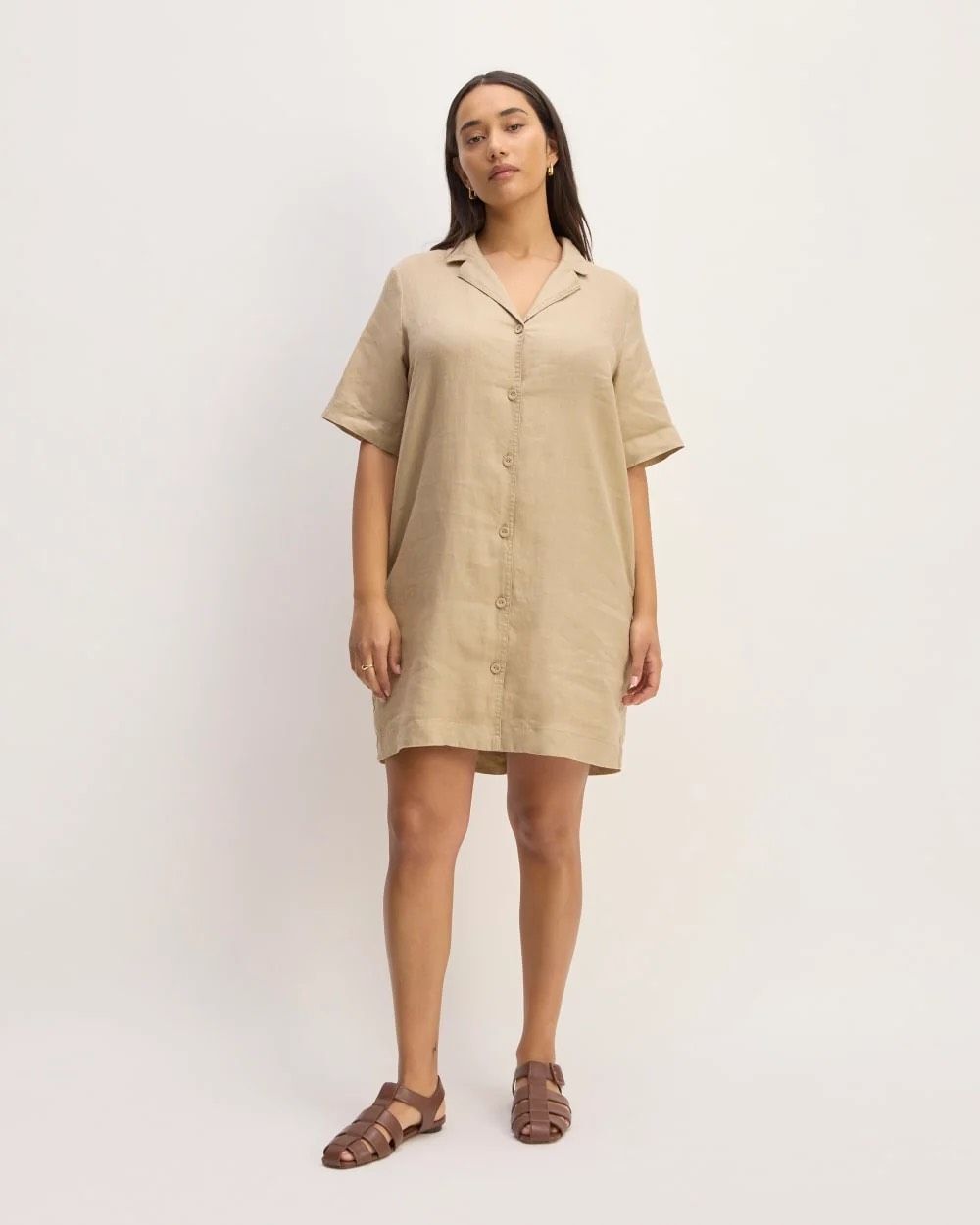 Everlane The Linen Shirtdress in Trench Coat Khaki Medium